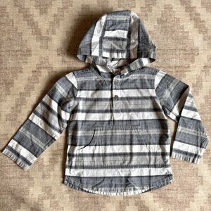 Gymboree Kids Gray, Blue and White Striped Hoodie Shirt size 4T